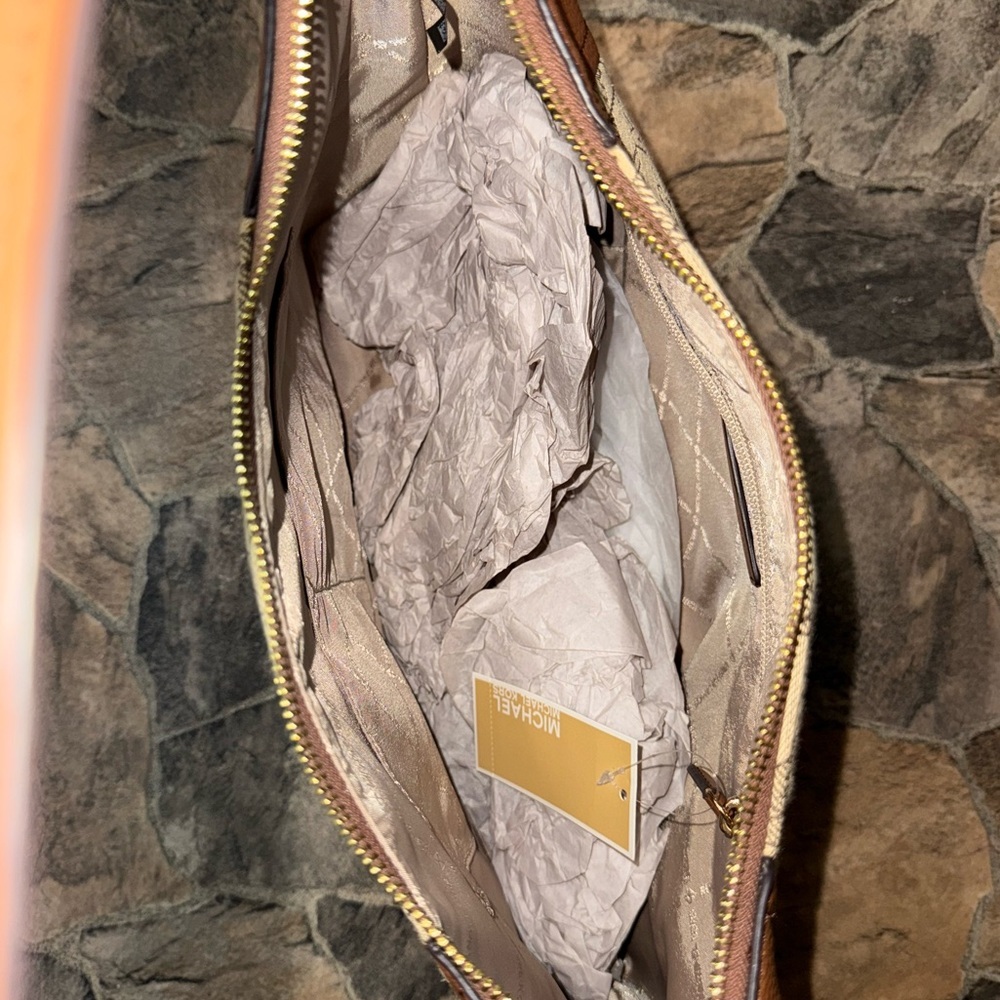 Michael Kors Brown and Cream “Aria” Shoulder Bag​ - Picture 5 of 6